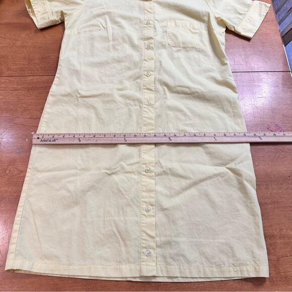 Lands End VTG Women’s Yellow Shirt Dress Size 10 Shoulder Pads 100% Cotton Shift - Picture 12 of 13
